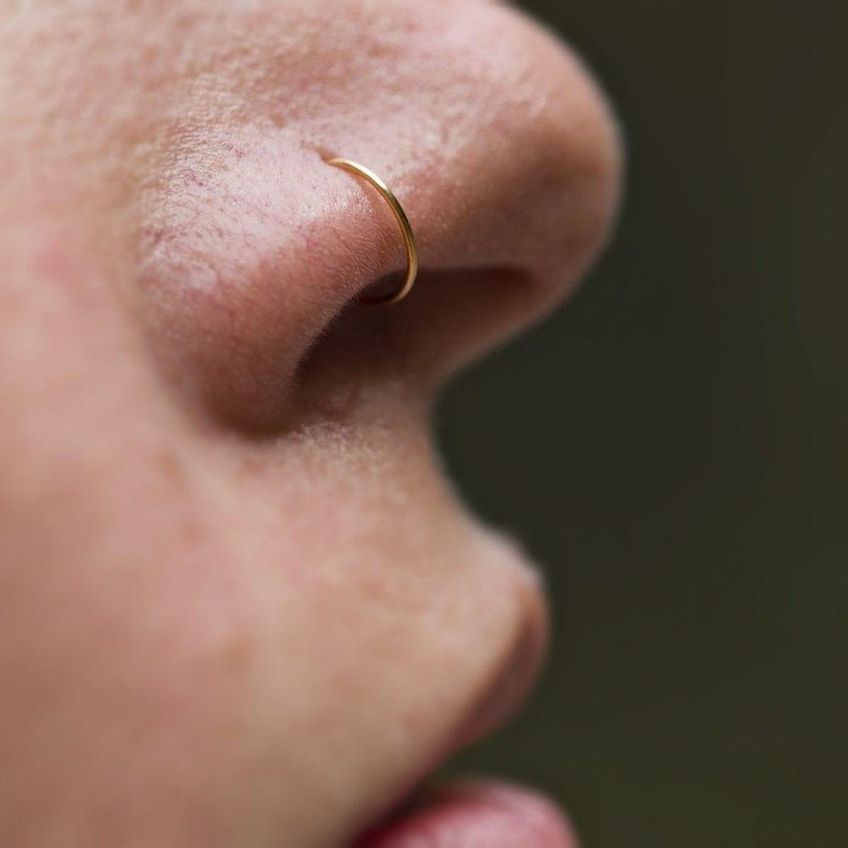 Kit 3 Piercings Labret Argola Orizom Aço Inox Prata E Preto E Dourado - imagem 5