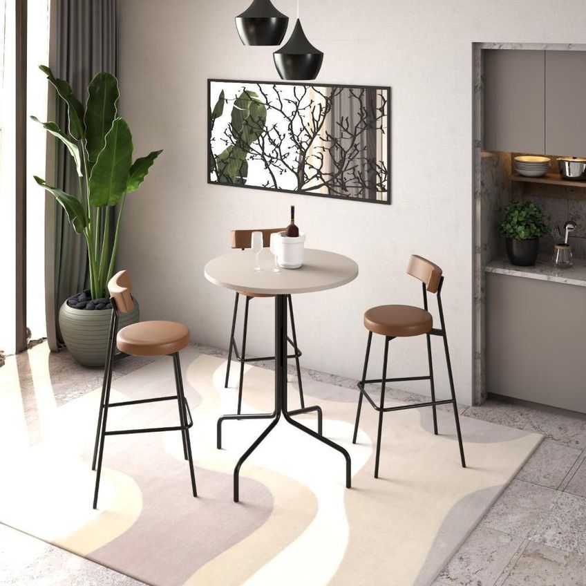 Mesa Bistrô Somb80rd Sem Porta Mdp Tamanho 80cm Preto Soho Home Design - imagem 5