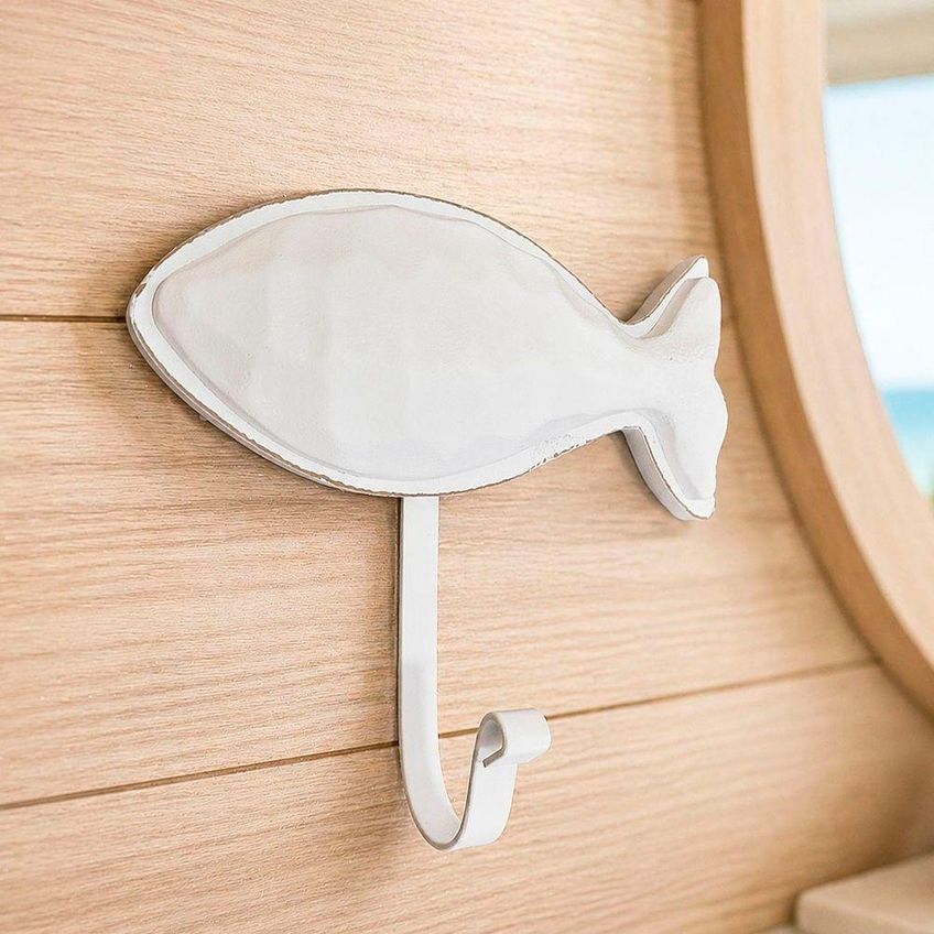 Gancho Peixe Cabideiro De Parede Porta Toalha Para Roupas Bolsas E Acessorios Branco - imagem 3