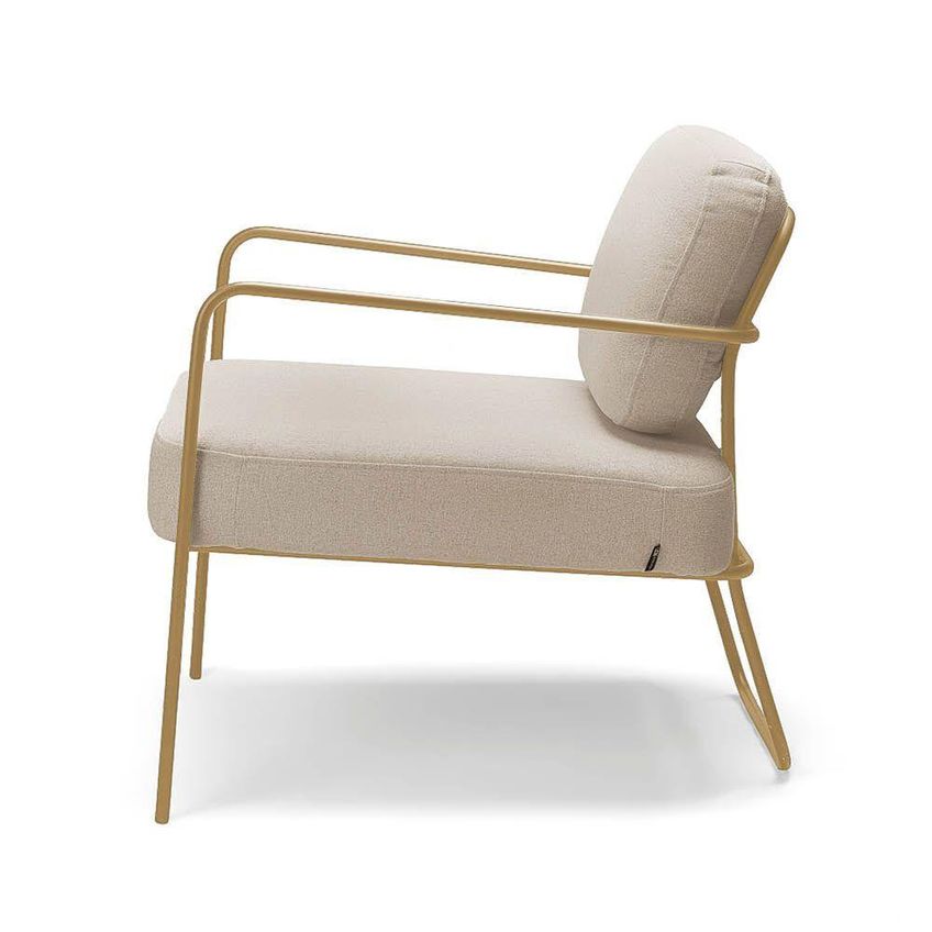 Kit 2 Poltronas De Jantar Elaine Estrutura Mdf Base Aço Dourado Linho Bege D'rossi - imagem 5