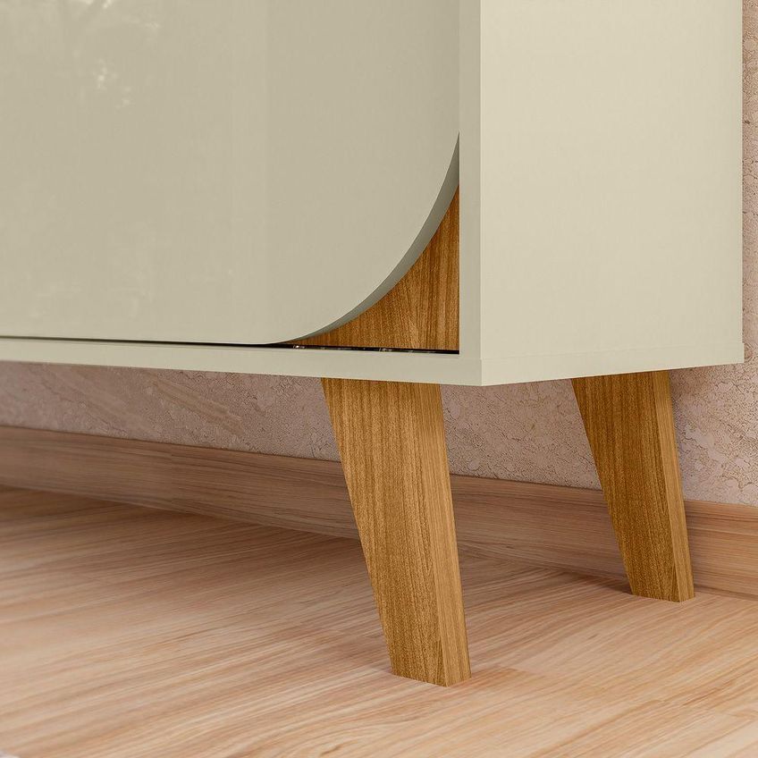 Painel TV Rack Bancada Suzy M20 65" 182cm MDP Correr Cumaru e Opala D'Rossi - imagem 3