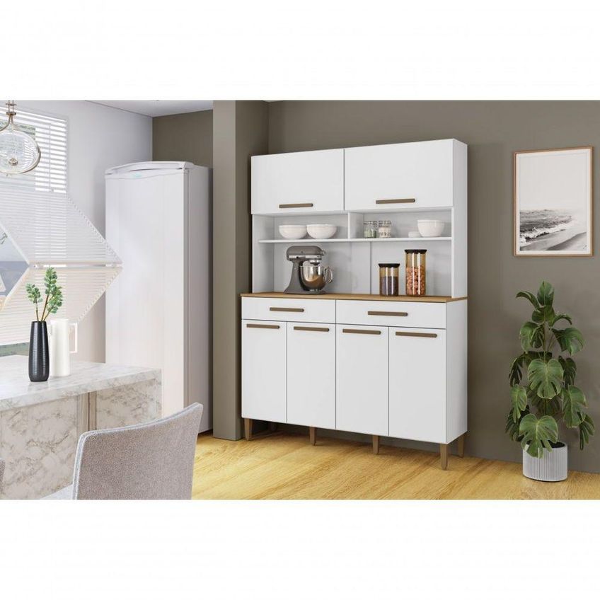Kit Cozinha Itália 6 Portas 2 Gavetas MDP 138cm Branco Arte Móveis - imagem 3