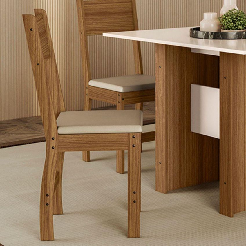 Kit 4 Cadeiras De Jantar Milano MDF Tecido Bege Pallazio - imagem 3