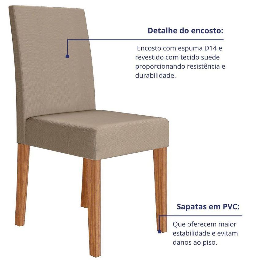 Kit 4 Cadeiras De Jantar Josi Mdf Suede Bege Base Freijó Pallazio - imagem 4