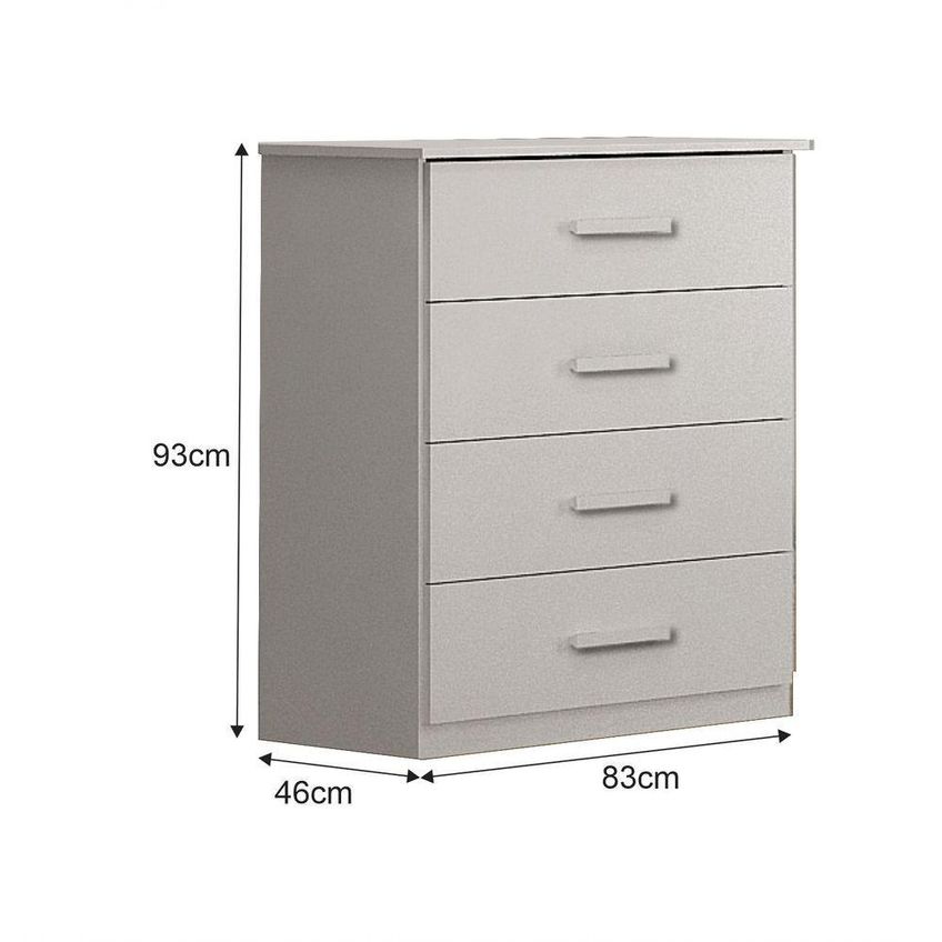 Cômoda Rubi 4 Gavetas MDF Puxador Madeira Branco Leifer Móveis - imagem 3