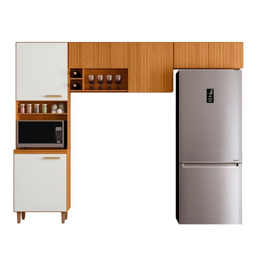 Cozinha Compacta Sicília 7 Portas MDF-MDP 260cm Freijó Pallazio - imagem 3