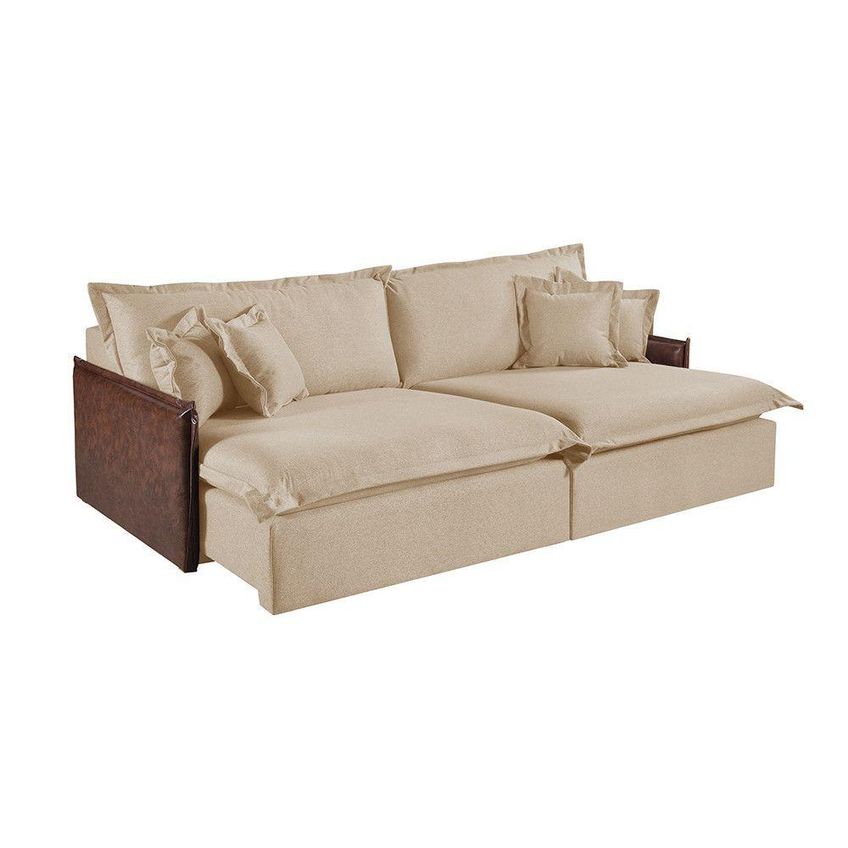Sofá M-160 3 Lugares Retrátil 90cm Bege Linho - imagem 3