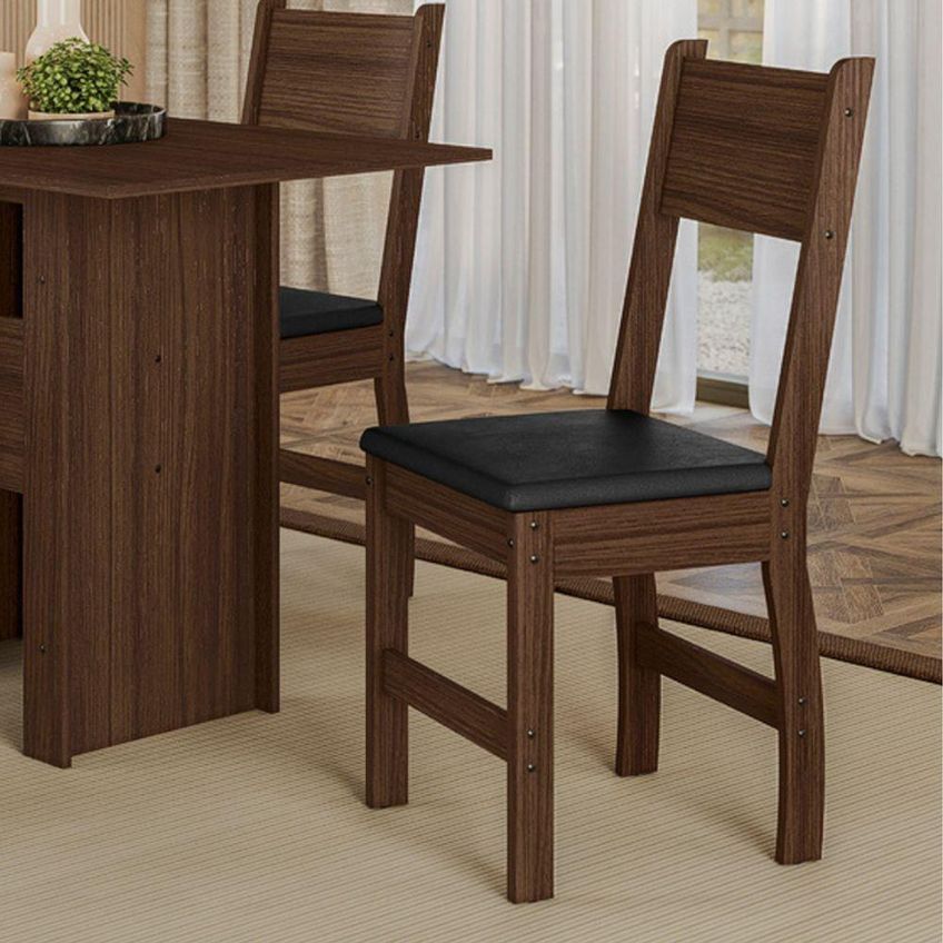 Kit 8 Cadeiras De Jantar Milano MDF Preto Base Amêndoa Pallazio - imagem 4