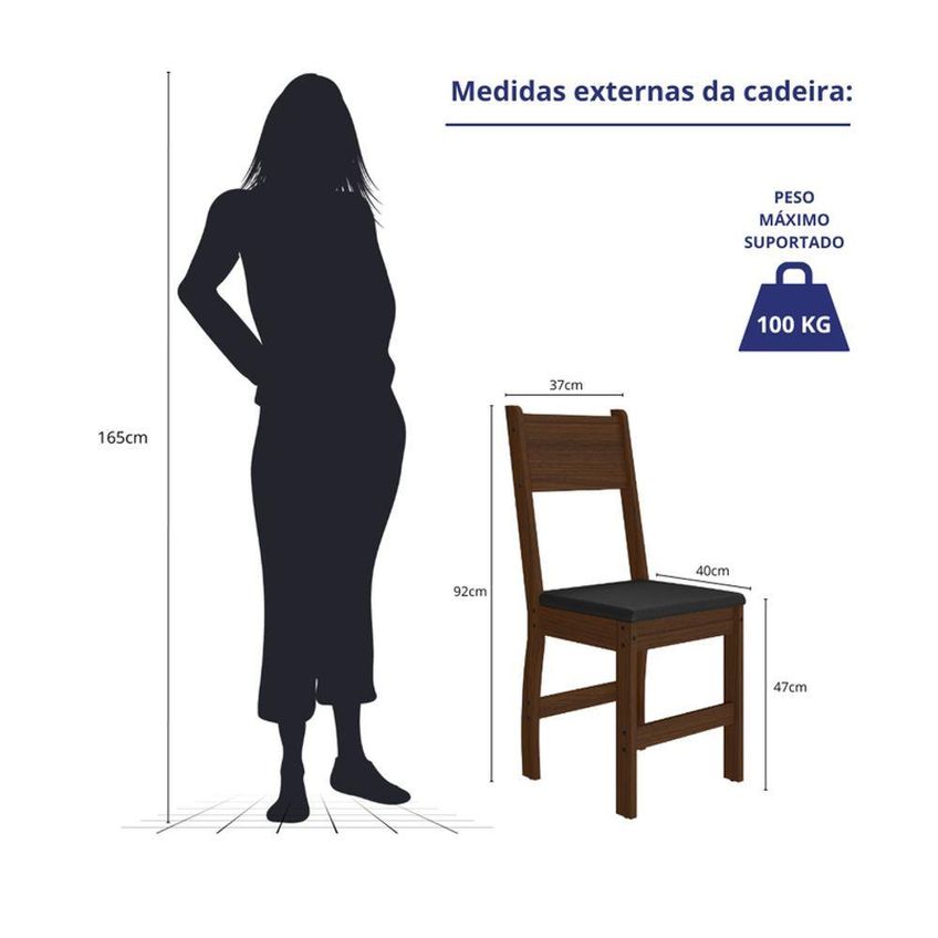 Kit 8 Cadeiras De Jantar Milano MDF Preto Base Amêndoa Pallazio - imagem 5