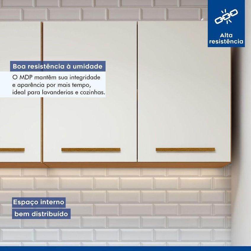 Lavanderia Modulada Guarapari 4 Portas 2 Prateleiras MDF-MDP 160cm Off White Kaiki Móveis - imagem 5