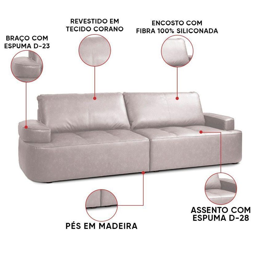 Sofá Afonso 3 Lugares Retrátil E Reclinável 196cm Cinza D'rossi - imagem 3