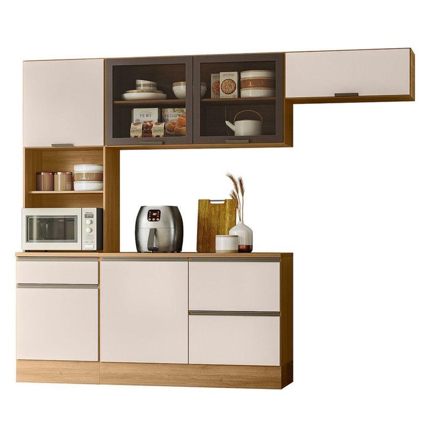 Cozinha Modulada Etna Flex 6 Portas 4 Prateleiras Mdp 258cm Carvalho Pallazio - imagem 3