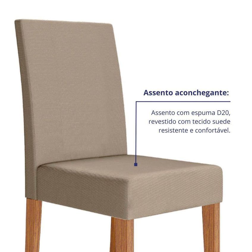 Kit 2 Cadeiras De Jantar Josi Mdf Suede Bege Pallazio - imagem 4