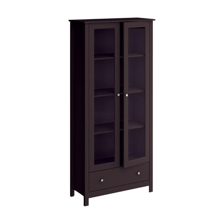 Cristaleira E-954 2 Portas 4 Prateleiras 1 Gaveta Com Iluminação Preto Ditália Móveis - imagem 3