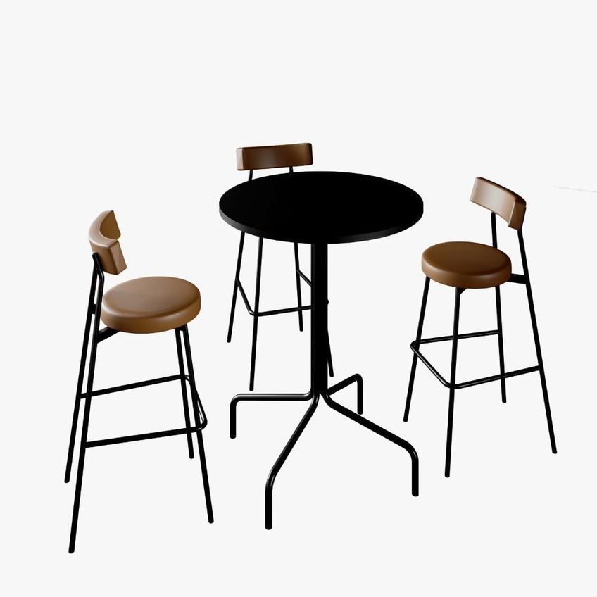 Mesa Bistrô Somb80rd 1 Prateleira Mdp Tamanho 80cm Preto Soho Home Design - imagem 3