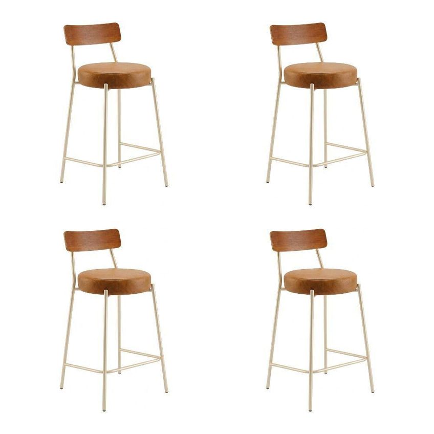 Banqueta Cozinha Alta D03 Assento Pu Base Fixa Encosto Fixo Castanho E Whisky D'rossi - imagem 3