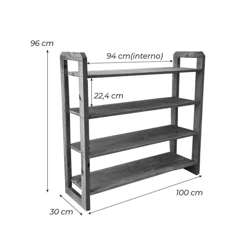 Aparador Linea Ample Moderno 4 Prateleiras 100cm Nozes E Branco Artfactory Design - imagem 3