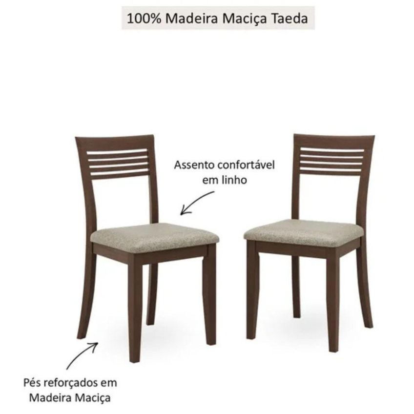 Conjunto 2 Cadeiras Rubi Madeira Maciça Linho Café Finestra Móveis - imagem 4