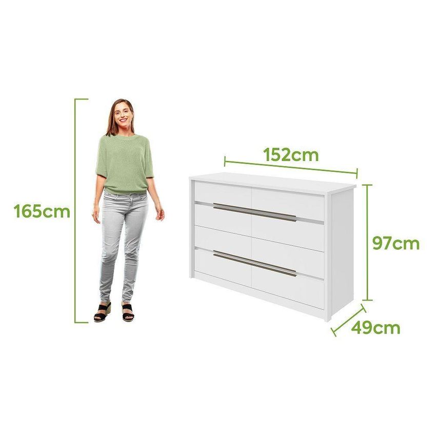 Cômoda Urban 8 Gavetas MDP MDF Puxador Alumínio Branco Móveis Lopas - imagem 5