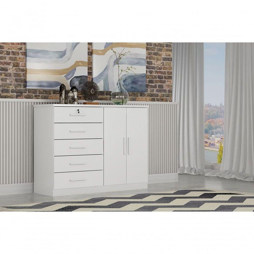 Cômoda Space 5 Gavetas MDF-MDP Puxador Metálico Móveis Novo Horizonte - imagem 3