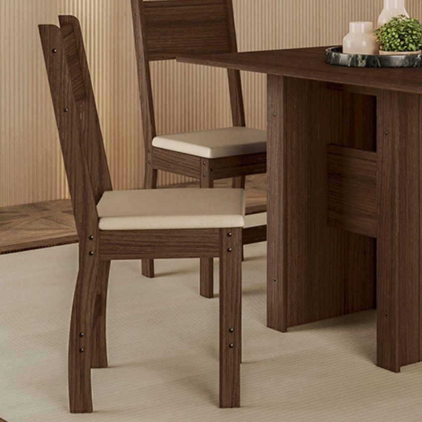 Kit 4 Cadeiras De Jantar Milano MDF Bege Base Amêndoa Pallazio - imagem 4
