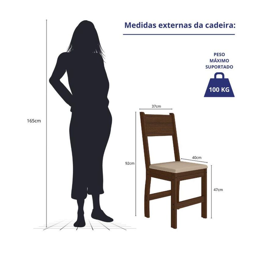 Kit 4 Cadeiras De Jantar Milano MDF Bege Base Amêndoa Pallazio - imagem 5