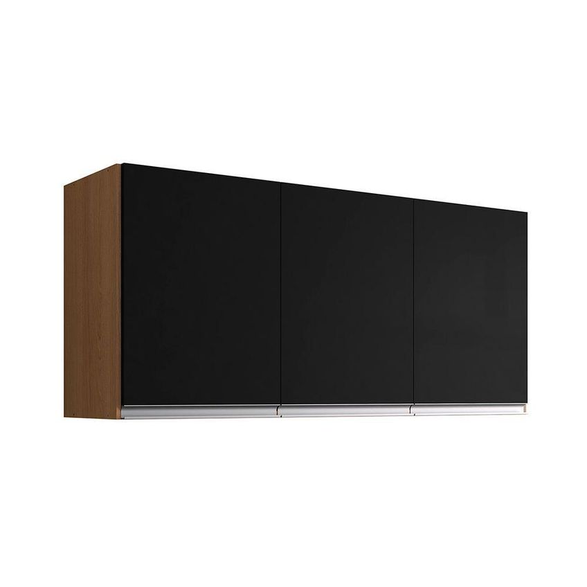 Armário Aéreo Leticia A01 120cm 3 Portas MDP Giratória Amêndoa E Preto D'rossi - imagem 3