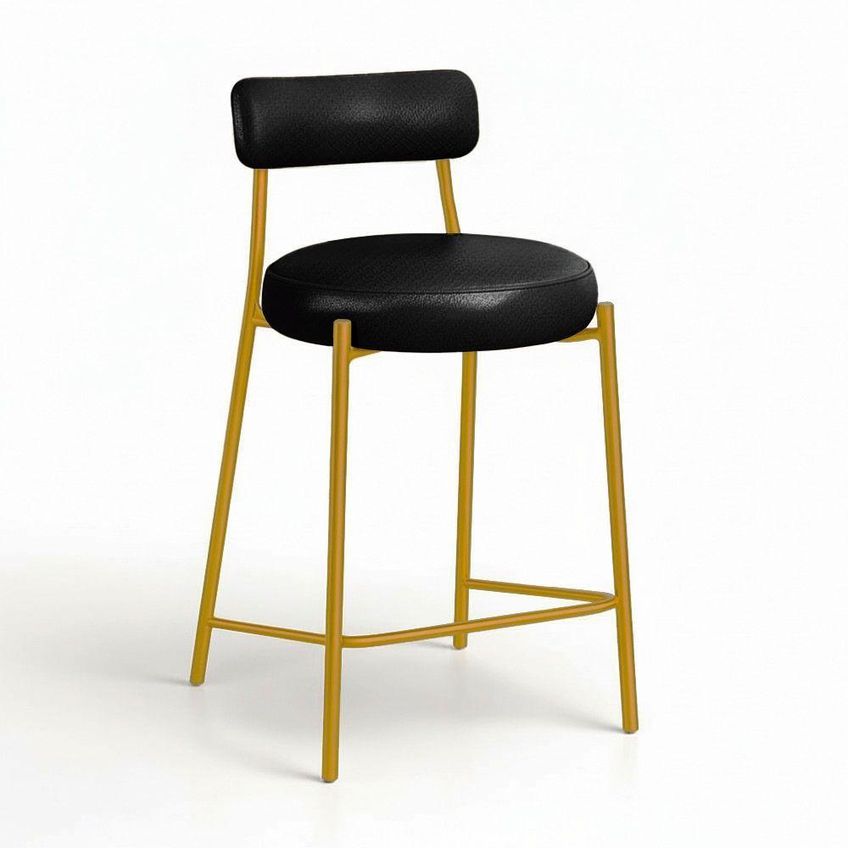 Kit 3 Banquetas Altas Londres Pu Aço Industrial Encosto Preto D'rossi - imagem 5