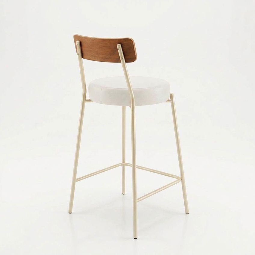 Banqueta Cozinha Alta Londrina Pu D03 Assento Em Pu Com Encosto 95cm Branco D'rossi - imagem 2