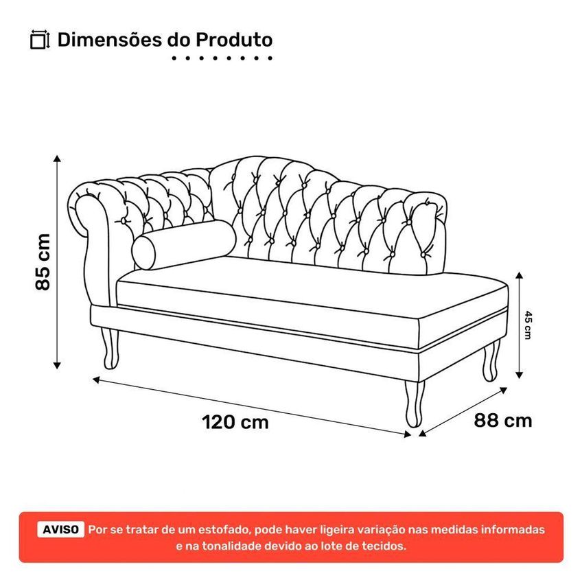 Divã Recamier Lavínia Clássico 1 Lugar 120cm Courino Preto Abmaza - imagem 3