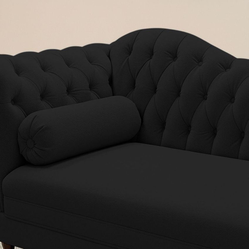 Divã Recamier Lavínia Clássico 1 Lugar 120cm Courino Preto Abmaza - imagem 5