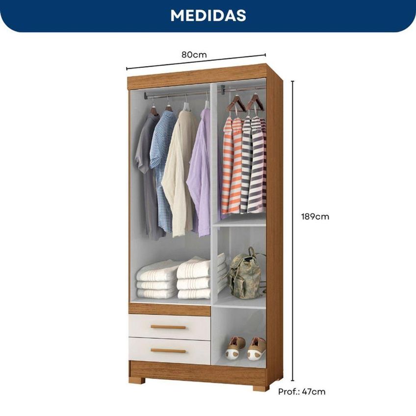 Guarda Roupa New Recife 3 Portas De Bater Mdp Freijó Off White Pallazio - imagem 4
