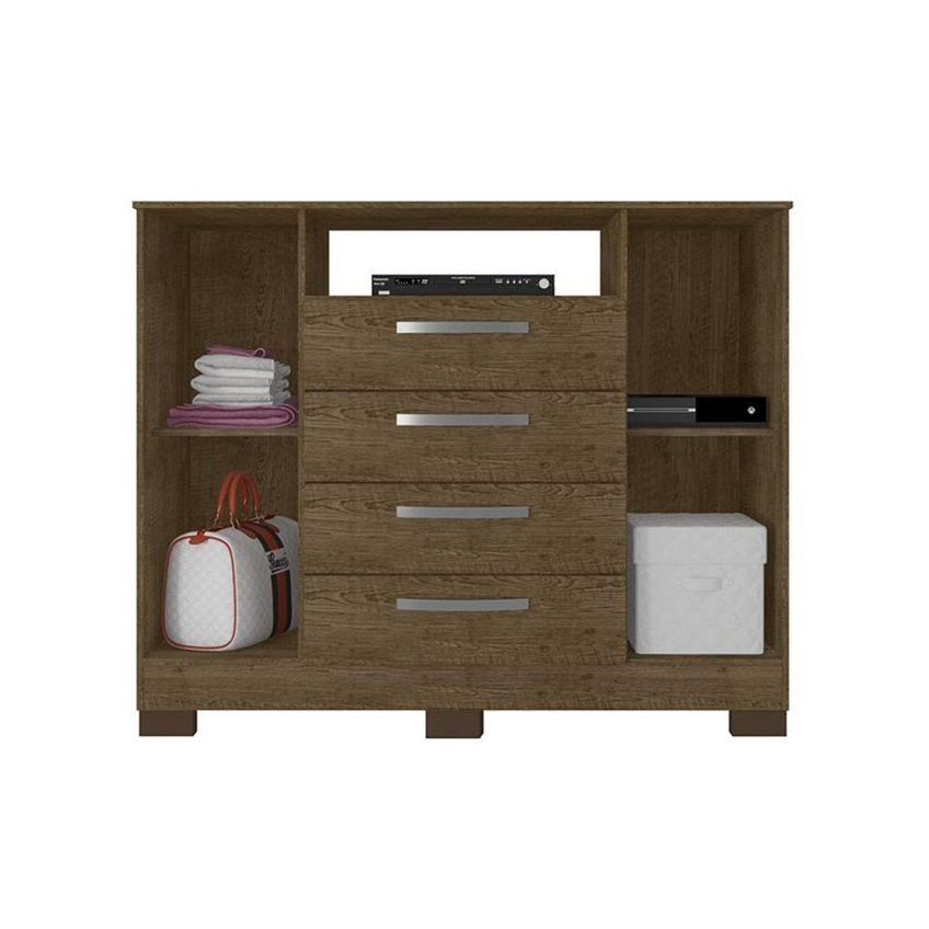 Cômoda London Luxo 2 Portas 4 Gavetas MDP Puxador ABS Malbec Estrutura Malbec - imagem 2