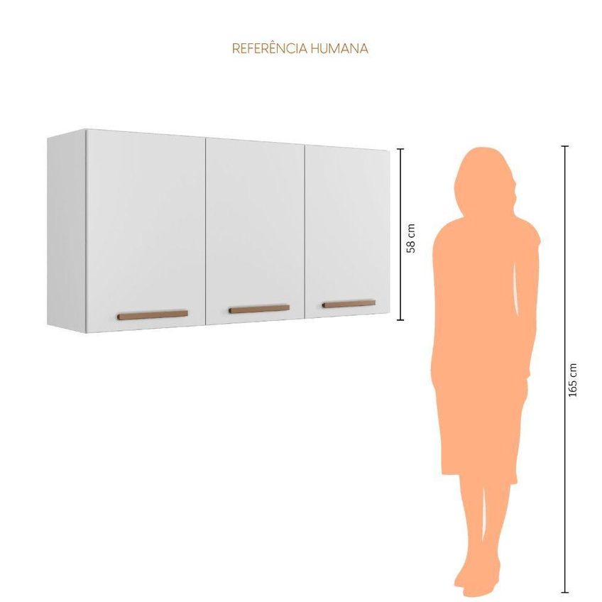 Armário Aéreo Ônix 104cm 3 Portas MDF-MDP Porta Bater Branco Arte Móveis - imagem 4