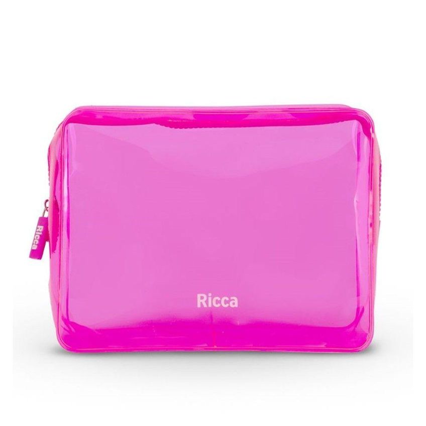 Necessaire Ricca Média Plástico 17x22x8cm Rosa Neon Feminino - imagem 4