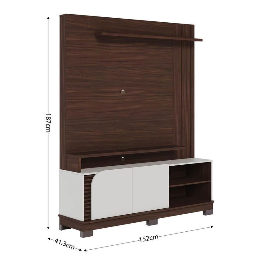 Home Theater Jurerê 1.5 Para TV 65" 152cm MDP Com Portas Giratórias Off White Colibri Móveis - imagem 2