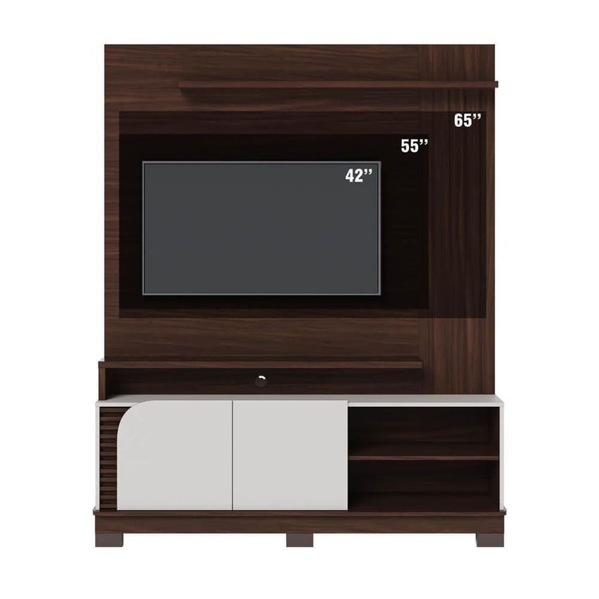 Home Theater Jurerê 1.5 Para TV 65" 152cm MDP Com Portas Giratórias Off White Colibri Móveis - imagem 3