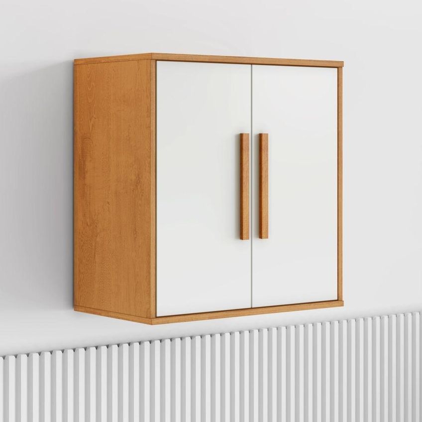 Armário Aéreo Lorena 60cm 2 Portas MDP Porta de Bater Off White Kaiki Móveis - imagem 5