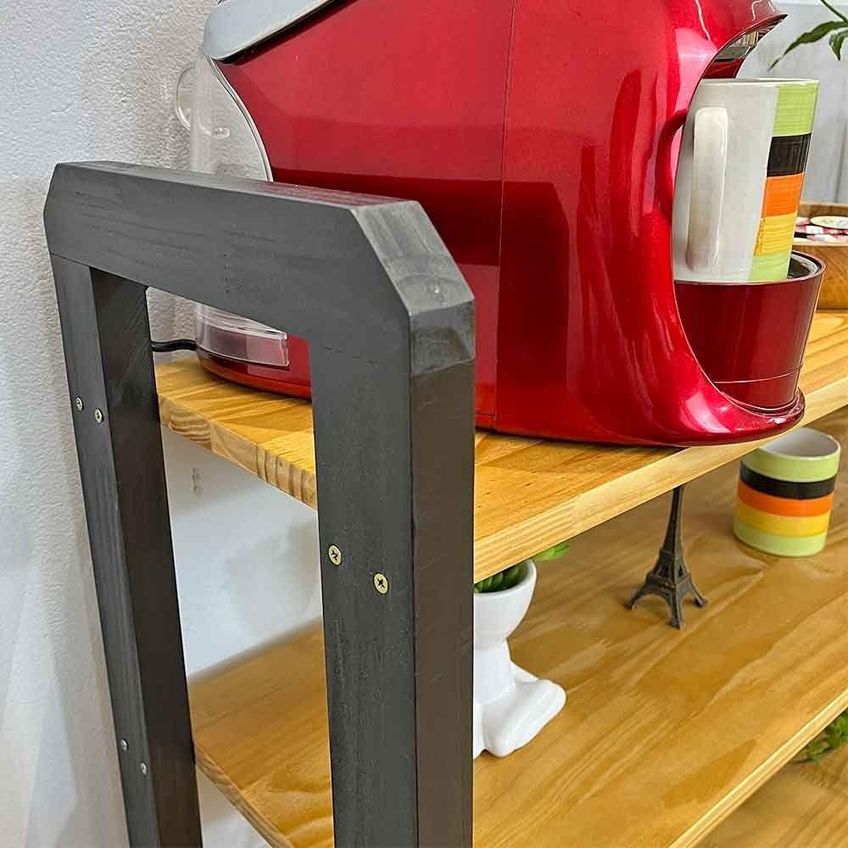 Aparador Linea Ample Moderno Sem Porta 4 Prateleiras Madeira Maciça 100cm Nozes E Preto Artfactory - imagem 3