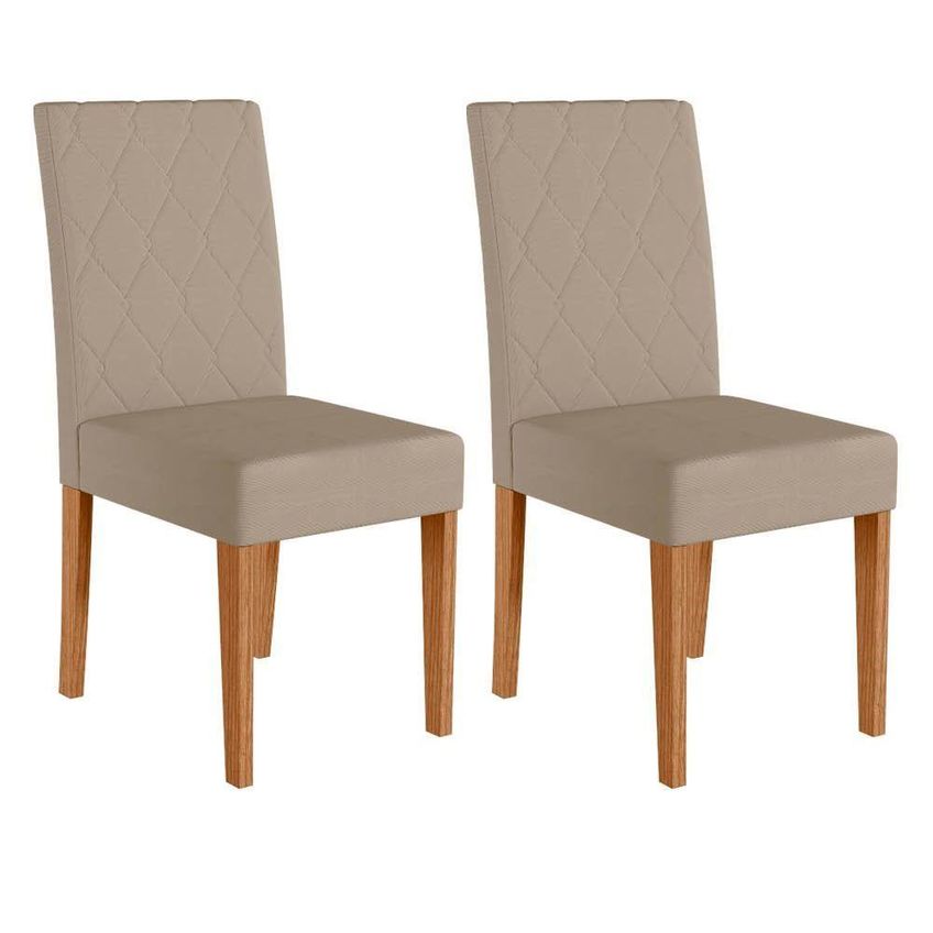 Kit 8 Cadeiras De Jantar Jade Mdf Suede Bege Base Freijó Pallazio - imagem 4