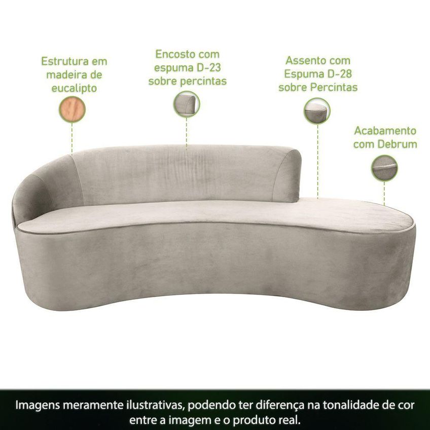 Sofá Eron 3 Lugares 210cm Perfectly Pale Veludo Nexta Casa - imagem 3