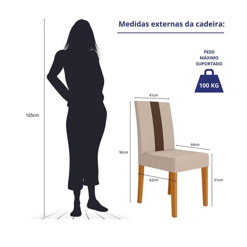 Kit 8 Cadeiras De Jantar Linea Mdf Suede Bege Pallazio - imagem 3