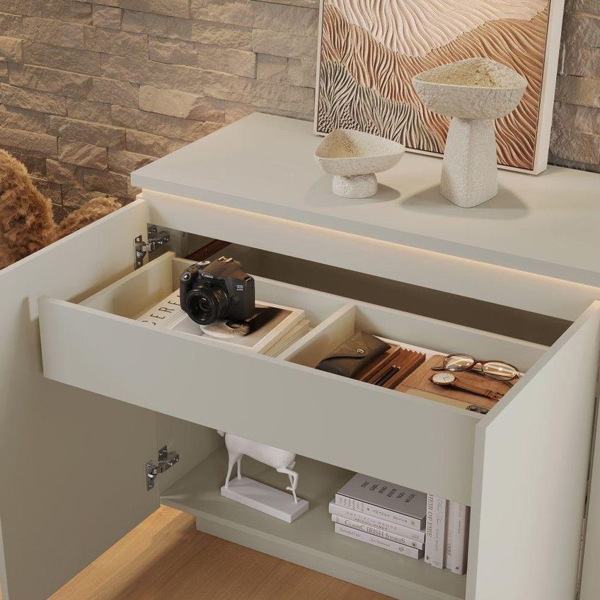 Buffet Lux 4 Portas MDF com Gaveta Off White Mavaular Móveis - imagem 5