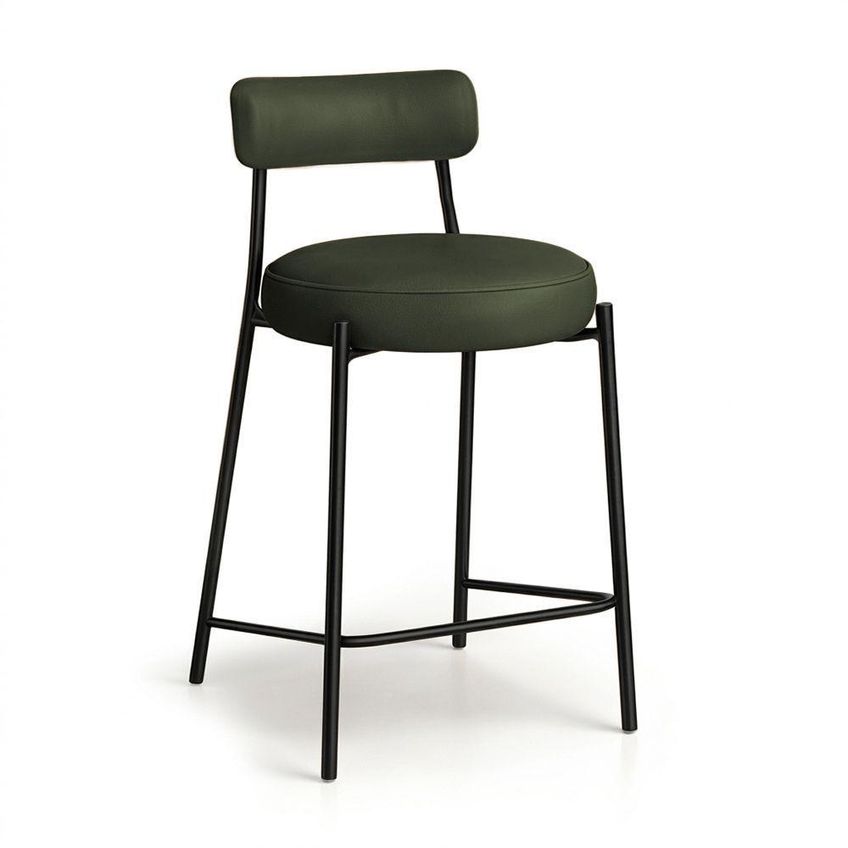 Banqueta Média Londres Pu Com Encosto Industrial Fixa Verde E Preto D'rossi - imagem 5