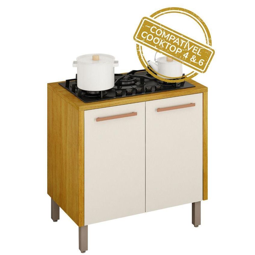 Cozinha Completa Donna 2 Portas 2 Gavetas MDF 273cm Cinamomo E Cinza CHF - imagem 3