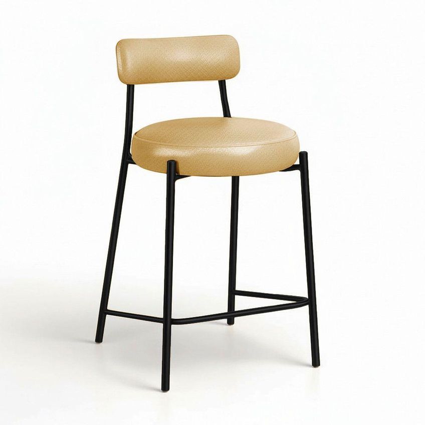 Kit 2 Banquetas Altas Londres Pu Base Fixa Com Encosto Dourado D'rossi - imagem 4