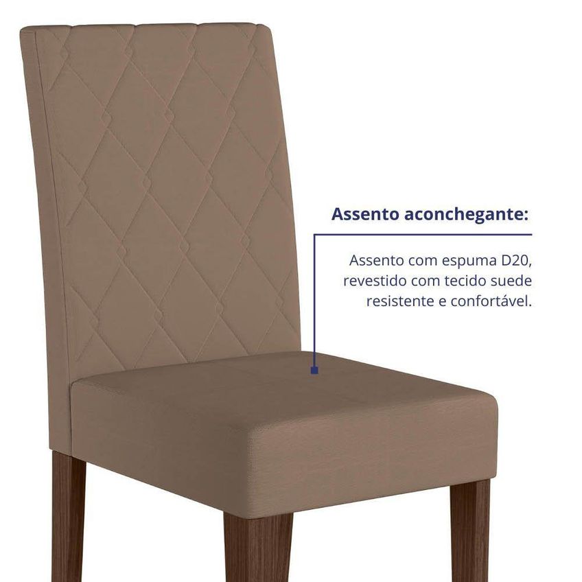 Kit 2 Cadeiras De Jantar Jade MDF Suede Capuccino Base Amêndoa Pallazio - imagem 3