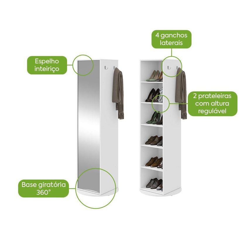 Sapateira Esthela 1 Porta 6 Nichos 65cm Mdf-mdp Branco Móveis Lopas - imagem 3