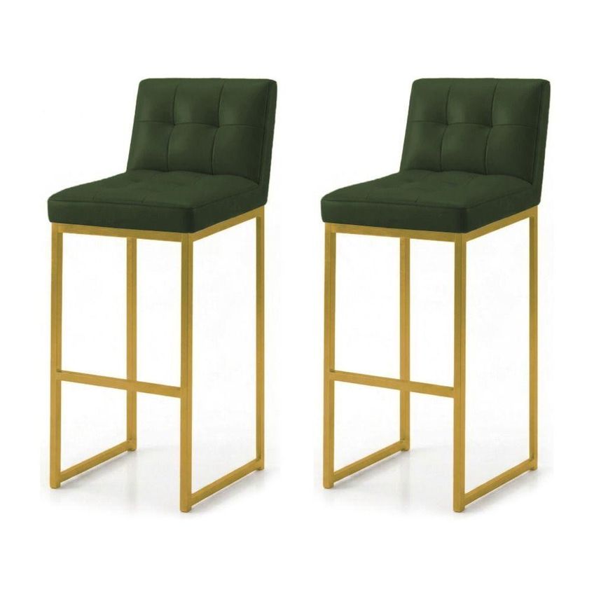 Kit 2 Banquetas Lirina Pu Com Encosto Industrial Verde D'rossi - imagem 3