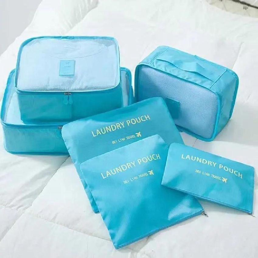 Organizador De Malas Yeet 6 Peças Poliéster Cubos E Nécessaires Azul - imagem 5